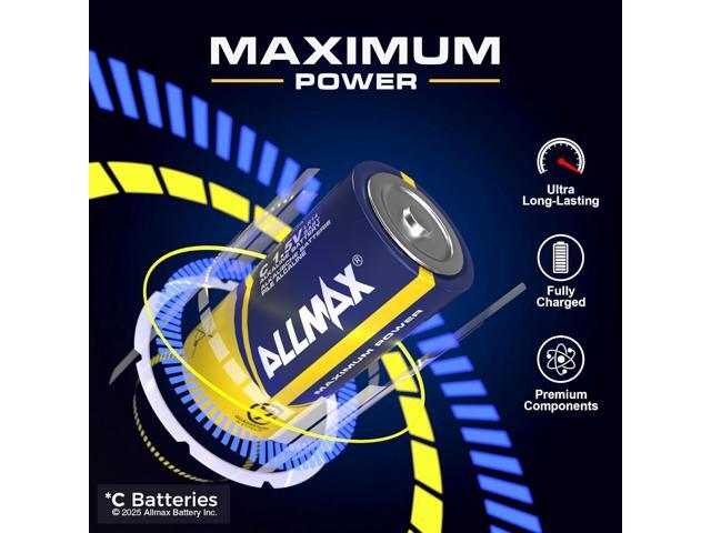 Allmax C Maximum Power Alkaline Batteries (48 Count) Ultra Long-Lasting, Leakproof Design, 7-Year Shelf Life, Maximum Performance (1.5V)