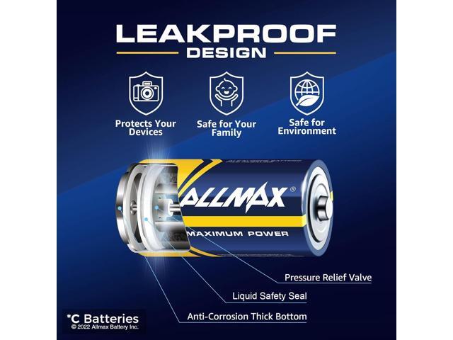 Allmax C Maximum Power Alkaline Batteries (48 Count) Ultra Long-Lasting, Leakproof Design, 7-Year Shelf Life, Maximum Performance (1.5V)