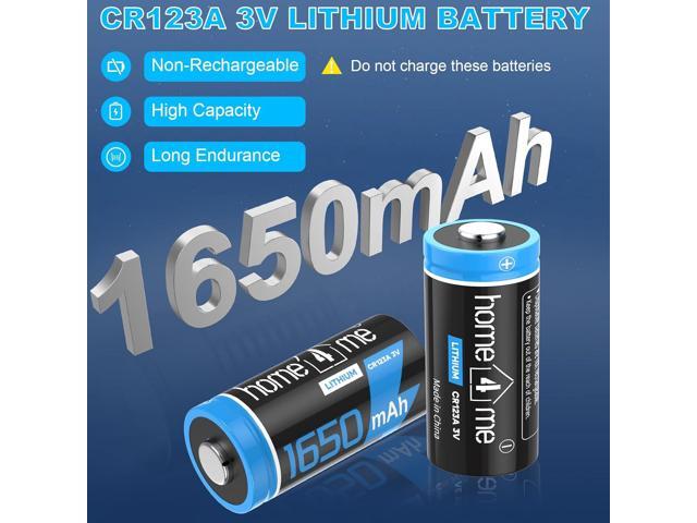 CR123A 3V Lithium Battery, 1650mAh CR123A Batteries 10 Years Shelf Life, CR17345 Battery with High Capacity for Flashlight Microphone Toys,...