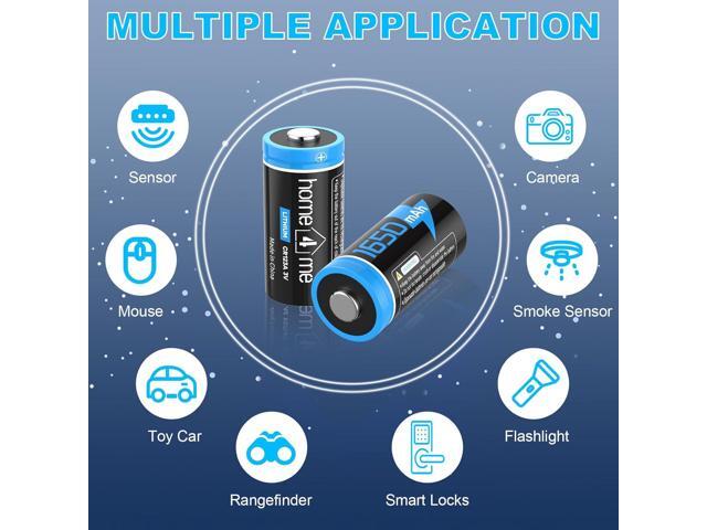 CR123A 3V Lithium Battery, 1650mAh CR123A Batteries 10 Years Shelf Life, CR17345 Battery with High Capacity for Flashlight Microphone Toys,...