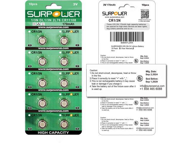 CR1/3N 3V Lithium Battery 10 Pack 5-Year Warranty