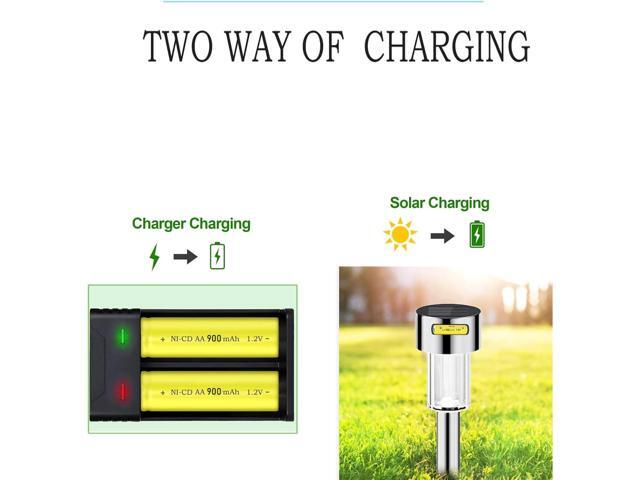 12 Packs 1.2V AA Ni-Cd 900mAh Rechargable Batteries for Solar String Lights, Garden Yard Lawn Landscape Lighting Light