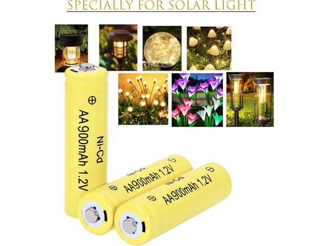 12 Packs 1.2V AA Ni-Cd 900mAh Rechargable Batteries for Solar String Lights, Garden Yard Lawn Landscape Lighting Light