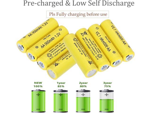 12 Packs 1.2V AA Ni-Cd 900mAh Rechargable Batteries for Solar String Lights, Garden Yard Lawn Landscape Lighting Light