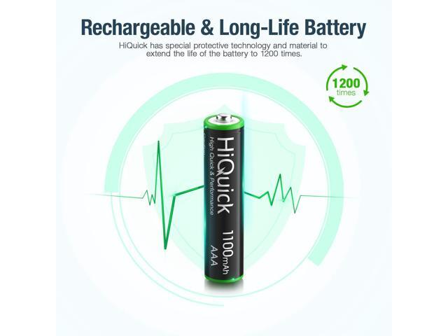 HiQuick 16 Counts Rechargeable Batteries AAA 1100mAh High Capacity Performance 1.2V, Per-Charged Ni-MH AAA Battery