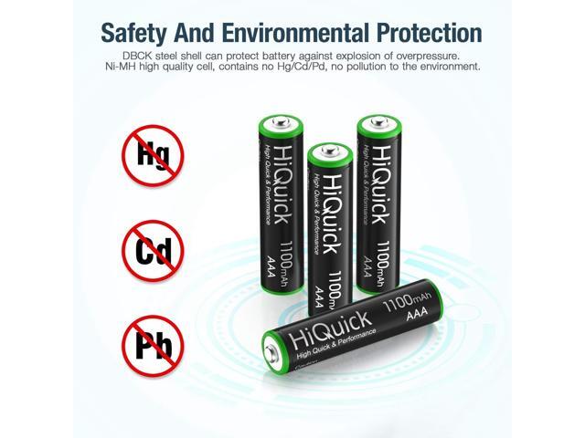 HiQuick 16 Counts Rechargeable Batteries AAA 1100mAh High Capacity Performance 1.2V, Per-Charged Ni-MH AAA Battery