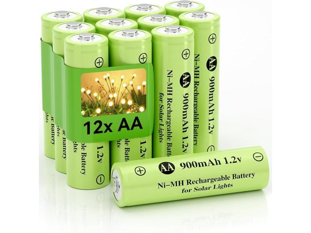 1.2v AA Ni-MH Rechargeable Battery, Double A 900mAh 1.2V Rechargeable Battery Pre-Charged, High Capacity for Outdoor Solar Lights, Lawn Lamps,...
