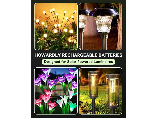1.2v AA Ni-MH Rechargeable Battery, Double A 900mAh 1.2V Rechargeable Battery Pre-Charged, High Capacity for Outdoor Solar Lights, Lawn Lamps,...