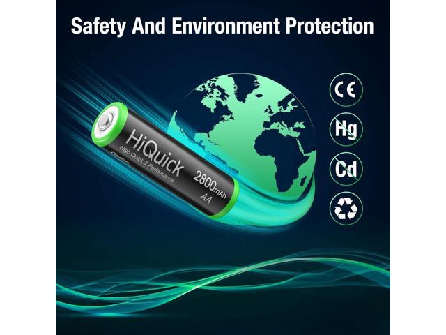HiQuick 2800mAh AA Rechargeable Batteries High Capacity Performance, Per-Charged 1.2V AA Batteries Pack of 8