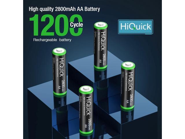 HiQuick 2800mAh AA Rechargeable Batteries High Capacity Performance, Per-Charged 1.2V AA Batteries Pack of 8