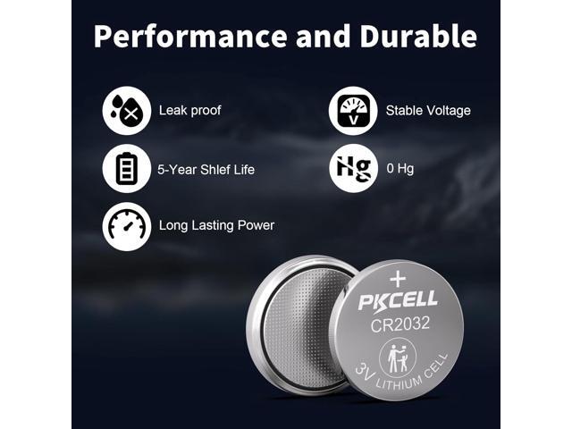 PKCELL 100 Pack CR2032 Batteries 2032 Battery CR2032 Lithium 3V, 5-Year Shlef Life