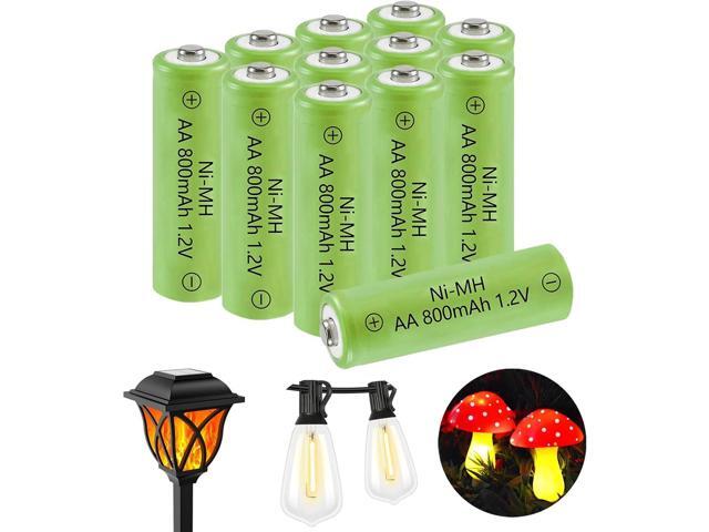 1.2v AA 800mAh Rechargeable Batteries,Double A High Capacity 1.2V Pre-Charged Ni-MH Battery for Solar Garden Lights, Anti-Leak, Outdoor...