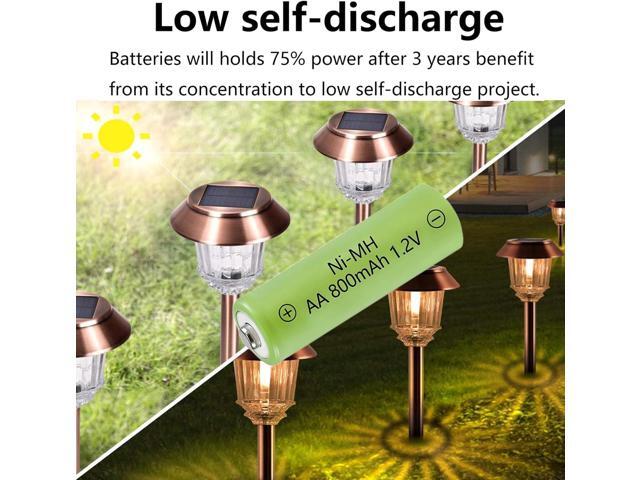 1.2v AA 800mAh Rechargeable Batteries,Double A High Capacity 1.2V Pre-Charged Ni-MH Battery for Solar Garden Lights, Anti-Leak, Outdoor...