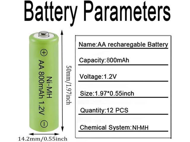 1.2v AA 800mAh Rechargeable Batteries,Double A High Capacity 1.2V Pre-Charged Ni-MH Battery for Solar Garden Lights, Anti-Leak, Outdoor...
