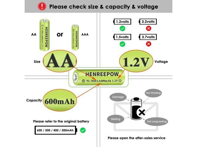 Henreepow Ni-MH AA Rechargeable Batteries, Double A High Capacity 1.2V Pre-Charged for Garden Landscaping Outdoor Solar Lights, String Lights,...