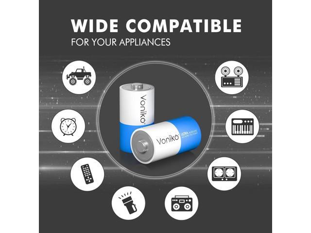 Voniko Ultra Alkaline C Batteries, C Size LR14 Batteries 8 Pack 10-Year Shelf Life and 6-9 Times The Power as Carbon Batteries, C Cell 1.5 Volt...