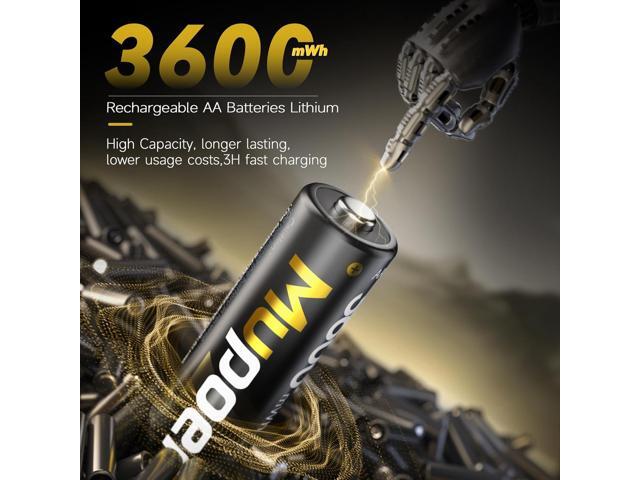 Rechargeable AA Batteries with Mini Box,3600mWh AA Lithium Batteries 2 Count 1.5V,Double A Batteries Rechargeable High Capacity,Pilas Recargables...