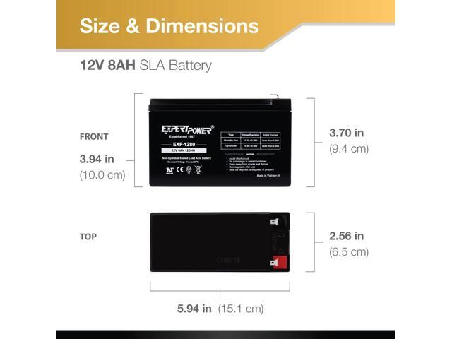 ExpertPower 12V 8AH Sealed Lead Acid (SLA) Battery Replacement for APC Back-UPS ES 550VA Back-UPS Pro 1300/1500 Liftmaster CSL-24VDC Slider Gate...