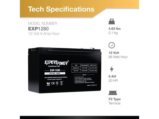 ExpertPower 12V 8AH Sealed Lead Acid (SLA) Battery Replacement for APC Back-UPS ES 550VA Back-UPS Pro 1300/1500 Liftmaster CSL-24VDC Slider Gate...