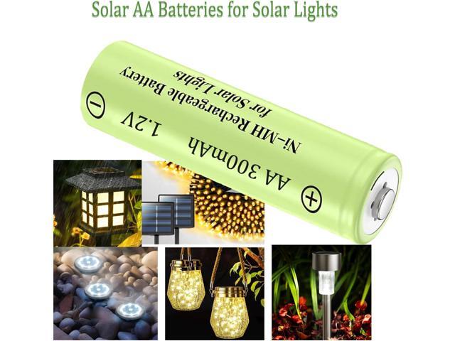 12 Packs 1.2V AA 300mAh Ni-MH Rechargeable Batteries for Solar Lights (AA Size)