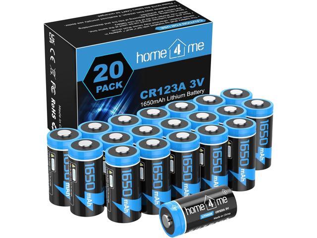 CR123A 3V Lithium Battery, 1650mAh 123A Lithium Batteries, CR123 CR17345 Battery for Home Security Devices, Flashlight - 10 Years Shelf Life,...