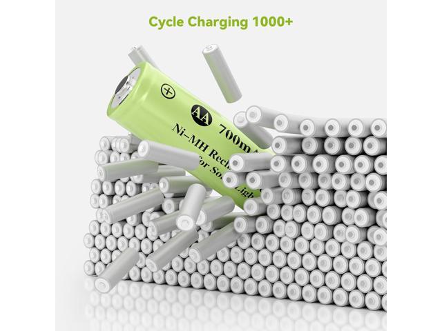 1.2V AA 700mAh NiMH Rechargeable Battery, 16 Pack Double A Solar Lights Battery for Outdoor String Light, Pathway Lights.