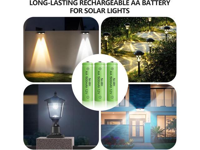Rechargeable AA Batteries NIMH 1.2V 1500mAh Double A Battery AA Solar Battery for Solar Light Lantern Household Devices, 16 Pack