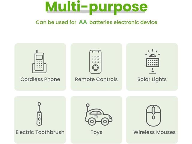 1.2V AA 700mAh NiMH Rechargeable Battery, 16 Pack Double A Solar Lights Battery for Outdoor String Light, Pathway Lights.