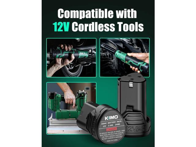 KIMO 2 Pack of 12V 2.0Ah Lithium-Ion Battery for KIMO 12V Ratchet Wrench, Brad Nailer, Drill Driver, Compatible with KIMO 12 Volt Power Tools