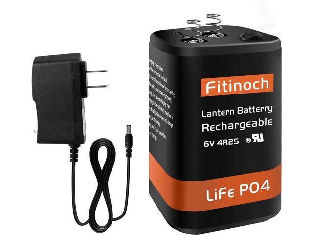 Rechargeable 6 Volt 4.5AH Lantern Battery with Charger, LiFePO4 6V Batteries 1500 Cycles with BMS (Screw Terminals), 4R25 Lantern Battery...