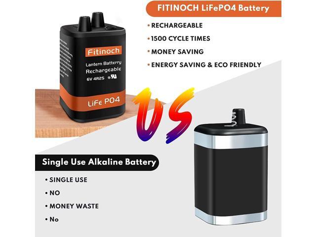Rechargeable 6 Volt 4.5AH Lantern Battery with Charger, LiFePO4 6V Batteries 1500 Cycles with BMS (Screw Terminals), 4R25 Lantern Battery...