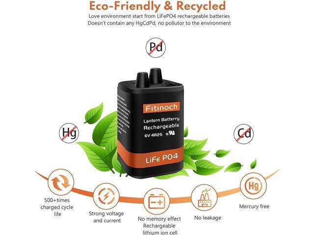 Rechargeable 6 Volt 4.5AH Lantern Battery with Charger, LiFePO4 6V Batteries 1500 Cycles with BMS (Screw Terminals), 4R25 Lantern Battery...