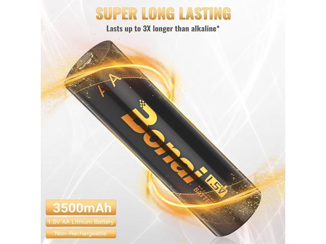 BONAI Lithium Batteries AA 12 Pack, 3500mAh 1.5V Longest Lasting Double A Battery Ultimate Power for High-Tech and Low-Tech Devices -...