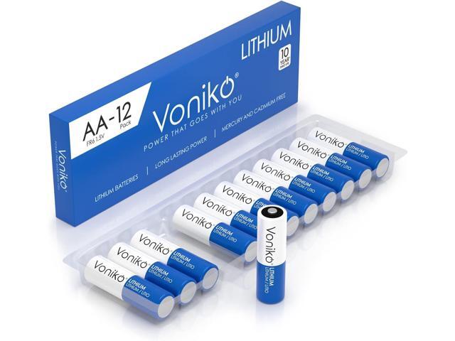 Voniko AA Batteries, 12 Pack 1.5V Lithium AA BatteriesHigh Performance Double A Long Lasting Battery for Flashlight, Toys, Remote Control, Alarm...