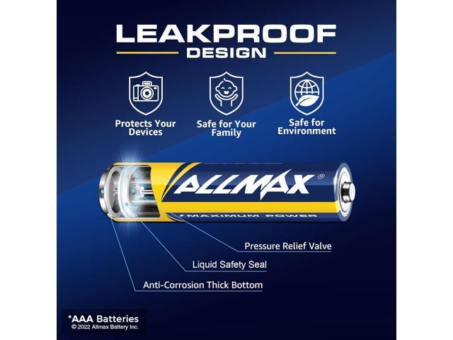 Allmax AAA Maximum Power Alkaline Triple A Batteries (600 Count Wholesale Pack / 6 Boxes of 100) Ultra Long-Lasting, Leakproof Design, 10-Year...