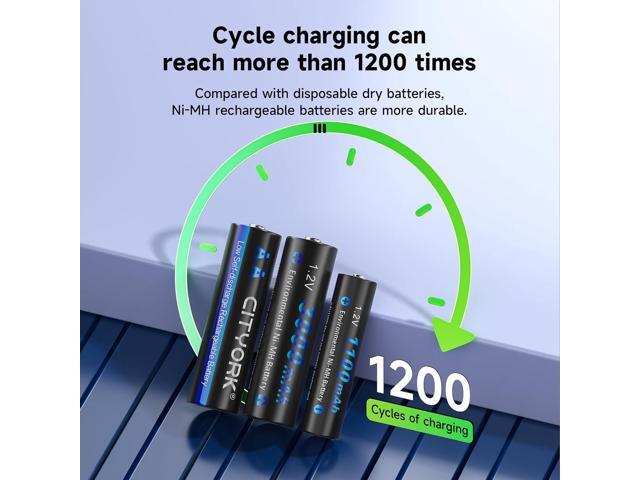 16 Pack AA AAA Rechargeable Batteries, 8 AA 3000mAh and 8 AAA 1100mAh 1.2V Ni-MH Low Self Discharge Double A Rechargeable Battery for Outdoor Solar...