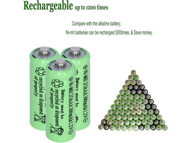 8 Packs Ni-MH 2/3AAA 1.2v 300 mah Rechargeable Batteries Button Top 3 A,2/3 AAA Battery for Solar Lights,Outdoor Solar Garden Art Light...