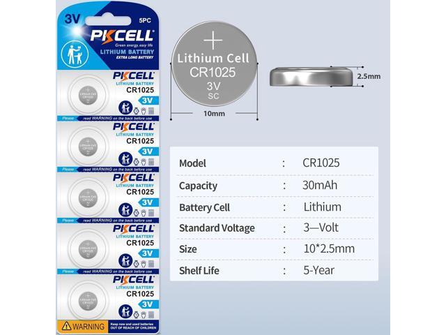 PKCELL CR 1025 Battery CR1025 3V Lithium Battery (50 Count (Pack of 1))