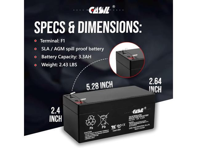 Casil 12V 3.3Ah Rechargeable Sealed Lead Acid Replacement Battery for APC Back UPS ES 350