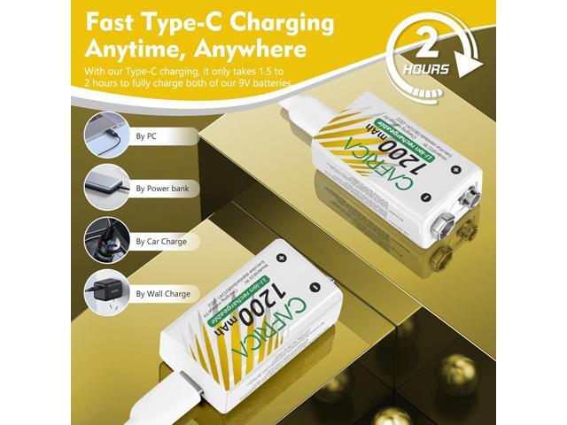 9 Volt Lithium Battery, 8 Pack Rechargeable 9V Batteries for Smoke Detector,Wireless Microphones, multimeters