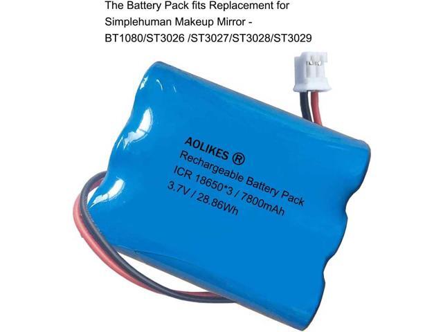 AOLIKES 3.7v 7800mAh Rechargeable Battery Pack for Simplehuman Sensor Makeup Mirror ST3026 BT1080 Battery Replacement ST3027 3028 and More, 1s3p...