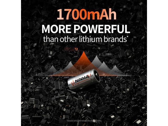 NINMAX CR123A 3V Lithium Battery 6 Pack, No.1 1700mAh 3 Volt High Power 123A Lithium Batteries for High-Intensity Flashlights, Home Security...