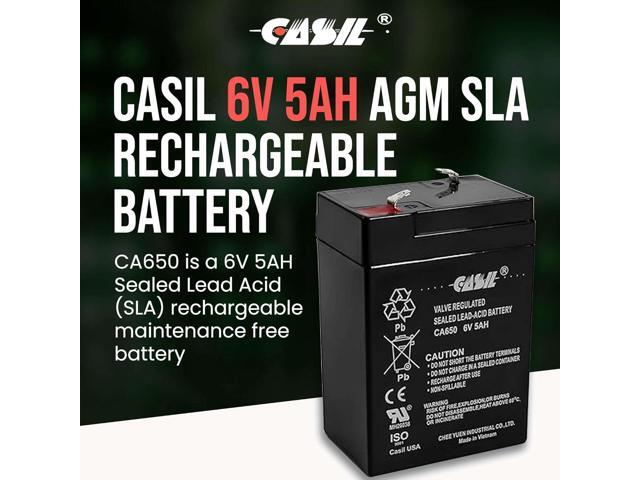 Casil CA645 6V 4.5Ah SLA/AGM Sealed Lead Acid Rechargeable Maintenance-Free Battery F1 Terminal