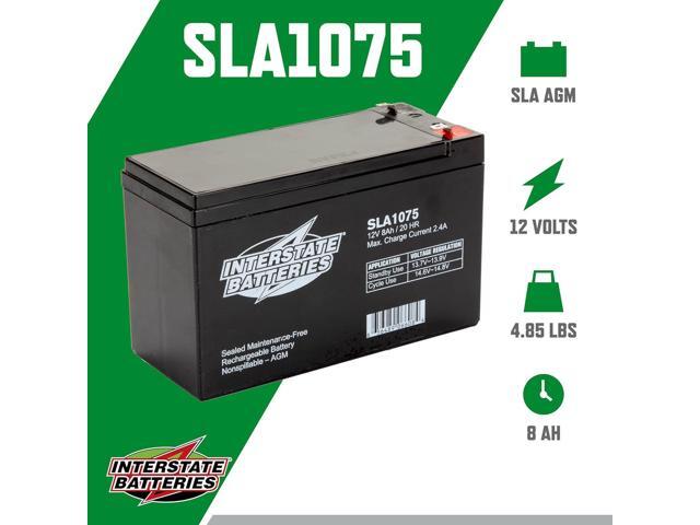 Interstate Batteries 12V 8Ah Battery (SLA1075) Sealed Lead Acid Rechargeable SLA AGM (F1 Terminal) Wireless Internet UPS Systems, FIOS, SP12-7