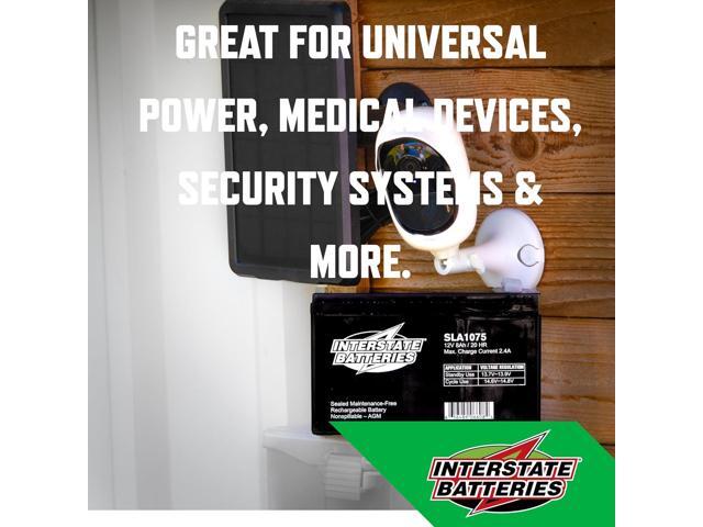 Interstate Batteries 12V 8Ah Battery (SLA1075) Sealed Lead Acid Rechargeable SLA AGM (F1 Terminal) Wireless Internet UPS Systems, FIOS, SP12-7