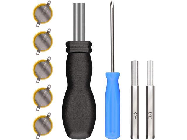 CR1616 Button Cell Battery, 5 Pack CR1616 Tabs Batteries Bundled with 3.8 mm & 4.5 mm Screwdriver Tool Set for Gameboy Color, Gameboy Advance and...