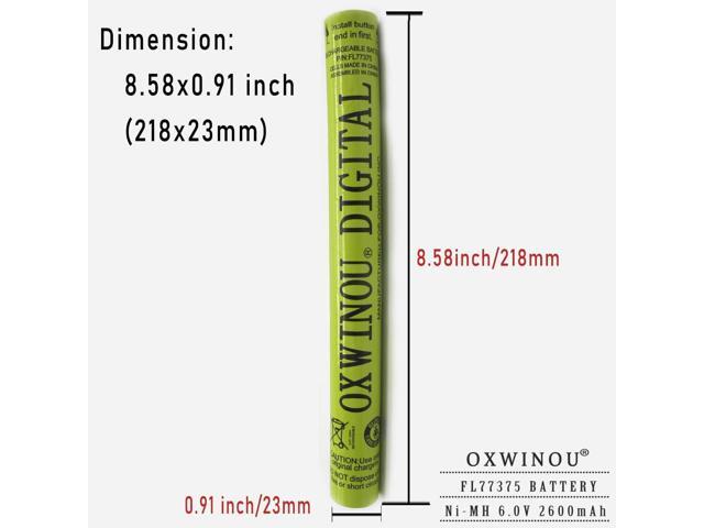 77375 Battery Compatible with STREAMLIGHT FLASHLIGHTS 77175 9926J SL20LP SL20L SL20XP-LED 6V 2600mAh NiMH OXWINOU Battery Stick (1-Pack)