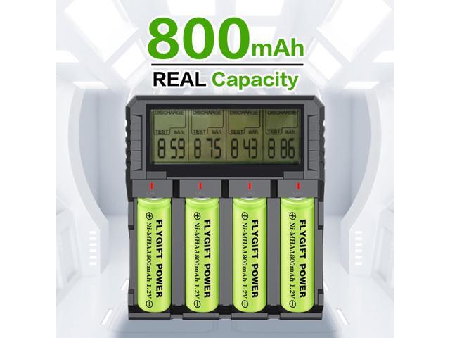 FlyGift AA Rechargeable Batteries 800mAh Ni-MH Double A 1.2V High Capacity Precharged Solar Batteries for Garden Lights, Landscape Outdoor Solar...