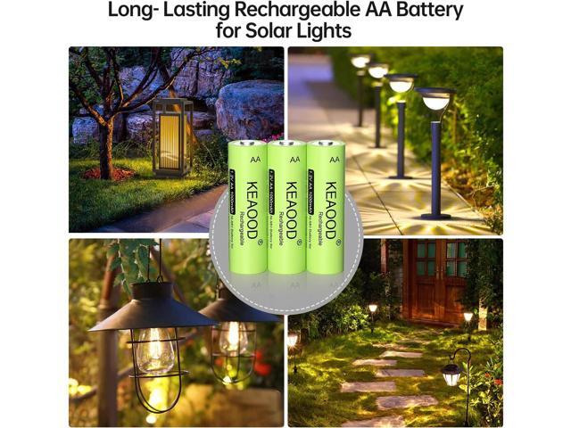Ni-MH Rechargeable AA Solar Batteries 1.2v Pre-Charged 1000mAh Double A Battery for Solar Lights, String LightsPathway Lights (AA 1000mAh - Pack 20)