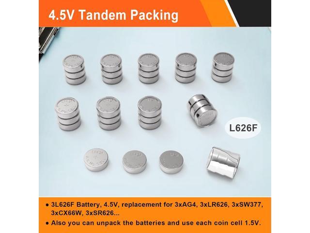Button Cell Batteries (L736 & LR626) 30 Count (10 x 3-Pack) 4.5V for Laser Boresighter, Training Cartridge, Toys, LED Flashlight ...